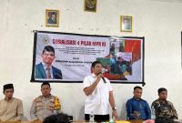 Sosialisasi 4 Pilar ke dua sore hari di Aula Balai Desa Saketa, Jalan Poros Saketa, RT 5 RW 3.