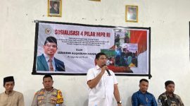 Sosialisasi 4 Pilar ke dua sore hari di Aula Balai Desa Saketa, Jalan Poros Saketa, RT 5 RW 3.