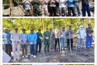 Kadis PMD Halsel bersama Wakapolres dan Camat Mandioli Utara serta Danramil1509/01 Bacan saat menghadiri kegiatan penanaman jagung oleh Pemdes Pelita. (Istimewa)