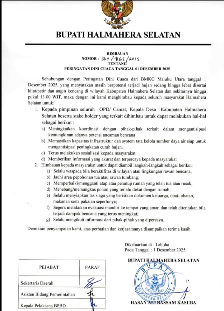 Himbauan Bupati Halsel.