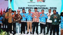 Bupati Halsel, Hasan Ali Bassam Kasuba, saat menghadiri peringatan HPN 2026.