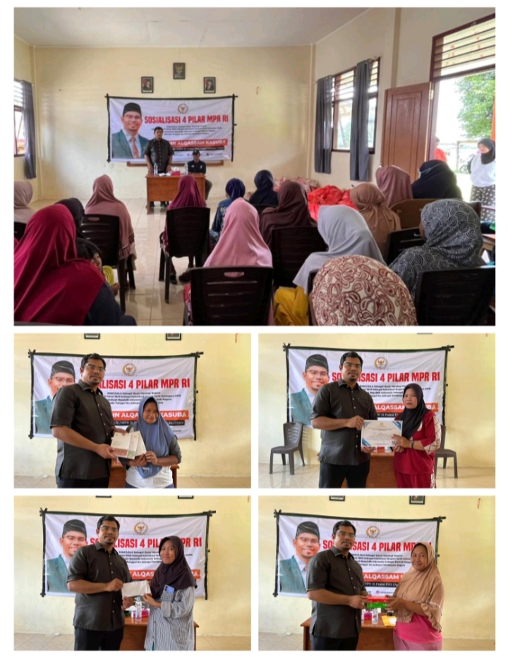 Kegiatan sosialisasi 4 Pilar Bangsa melibatkan Ibu-ibu di Desa Babang, Senin (9/2/2026).