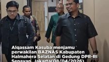 Izzuddin Alqassam Kasuba saat menyambut kedatangan jajaran BAZNAS Halsel di Gedung DPR RI, Senayan, Jakarta.
