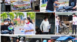 Bagi-bagi masker IKA Togale Halsel. 