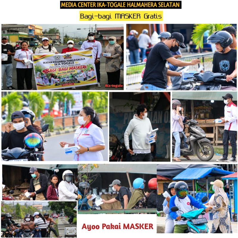 Bagi-bagi masker IKA Togale Halsel. 